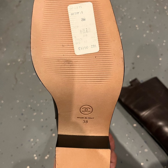 100% AUTH Chanel 14A G30170 Square Toe Brown Leather Boots Sz 38 $1875 - Picture 10 of 14